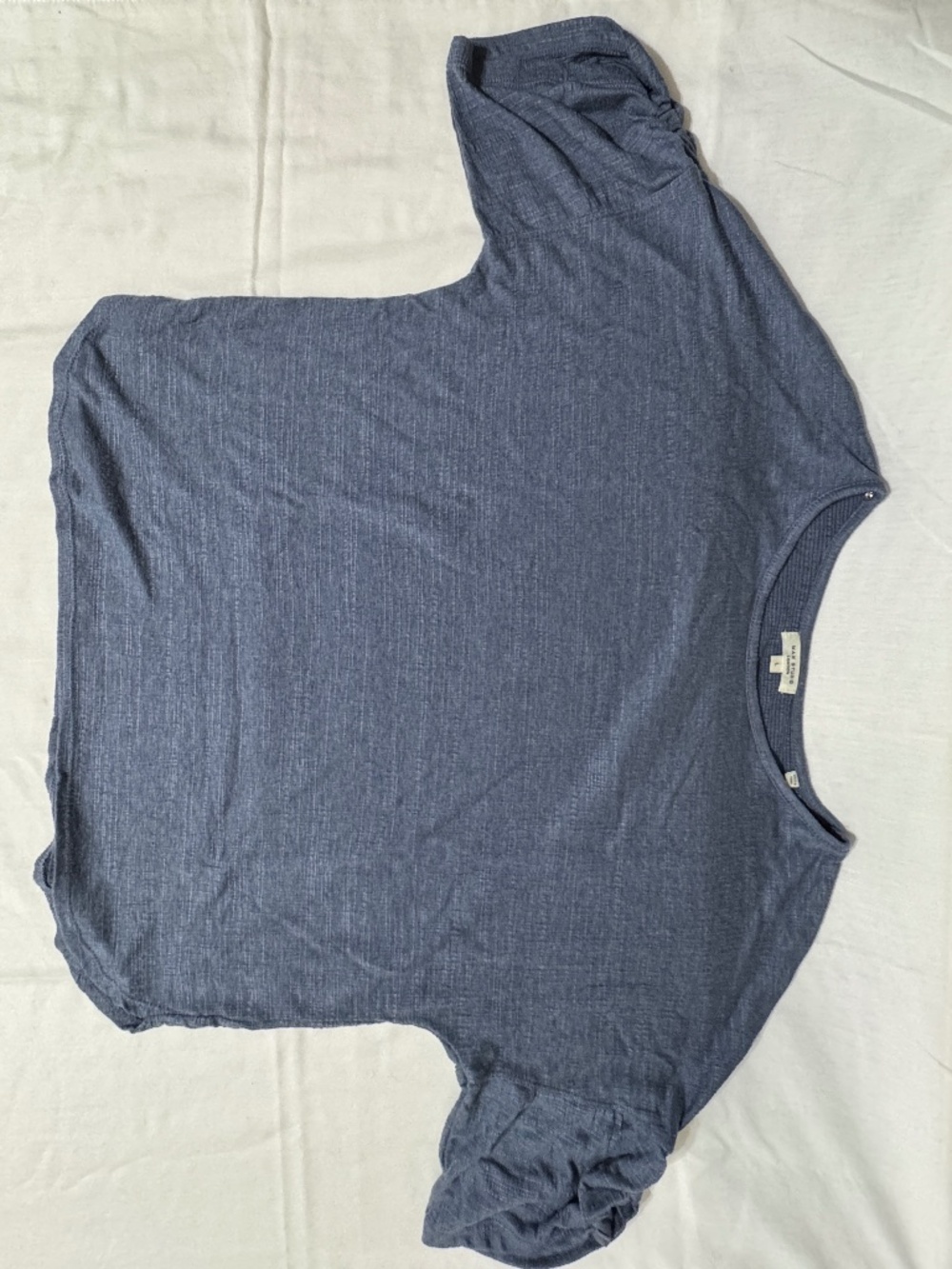 Max Studio Textured Tee with Roll Tab large Blue